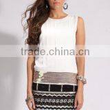 New Arrived Momen's Pleated White Sleeveless Tops thumbnail-1