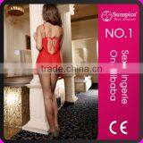 V Back Show Chiffon Red Mature Women Sexy Lingerie thumbnail-2