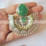 Sterling Silver Green Gemstone Dangler EARRING Pair thumbnail-2