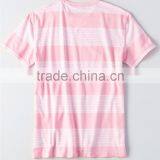 MGOO OEM Service Pink And White Horizontal Stripe T-shirts Mens Slim Fit 100% Cotton T Shirt thumbnail-5