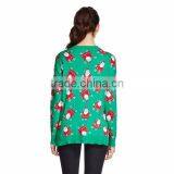 Women Green Sweater Allover Santa Claus Pattern Knitted Christmas Sweater thumbnail-2