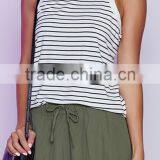 2017 Fashion Lady Singlet Striped Sleeveless t Shirt High Neck Stringer Women Tank Top thumbnail-4