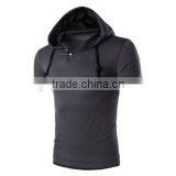 Latest Shirt Designs for Men Plain Fashion Sport Tshirt With Hood thumbnail-1