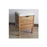 Walnut Solid Wood Bathroom Furniture Upholstered Storage Footstool thumbnail-1