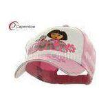 Cotton Childrens Baseball Caps , White Pink Dora Baseball Cap thumbnail-1