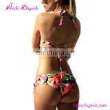Wholesale No Moq Green Beach Open Beautiful Printed Woman Saxi Bikini thumbnail-2