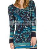 Asymmetrical Hem Royal Blue Wholesale Knitwear Tunic