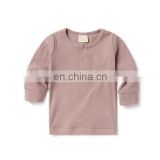 Multi colors long sleeve kids tops ribbed 100 cotton girls t-shirt
