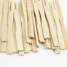 Disposable Bamboo Fork 9cm Small Mini Nature Color Wooden Desert Fruit Party Use thumbnail-4