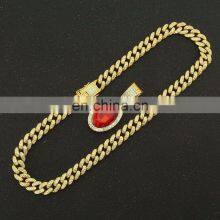 Hip Hop Square Vintage Pendants Rhinestone Gem Twist Chain Necklace Emerald Ruby HIpHop Necklace Chain thumbnail-5