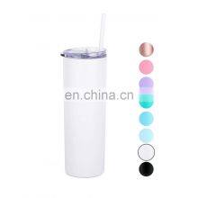 Stocked White 20 Oz Straight Sublimation Blanks Stainless Steel Tumblers Double Wall Coffee Mug Insulated Tumblers