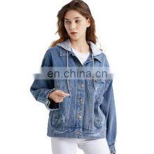 Factory Stock Lot Women Denim Jacket Good Quality Jean Jackets Hooded Ladies Fashion Tops thumbnail-3