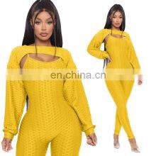 Производитель осуществляет индивидуальную настройку для бренда. Весенне-осенняя женская трикосочетанная джакардная спортивная костюм с длинными рукавами, модная, повседневная, для полных женщин. thumbnail-3