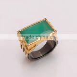 925 SOLID STERLING FINE SILVER EMERALD RING BLACK & GOLD RHODIUM thumbnail-1