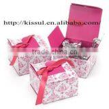 Fuchsia Heart Flap Wedding Favor Boxes