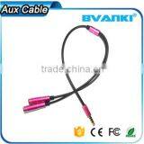 2016 Top Selling Products in 3.5mm Aux Cable 1 Male to 2 FeMale Stereo Aux Audio Cable for Iphone 6 Free Samples Supplier's Choice thumbnail-3