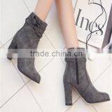 New Arrival High Heel Ladies Suede Ankle Gray European Button Ankle Boots Shoes thumbnail-3