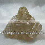 Gold Rutilated Quartz Carved Budda thumbnail-1