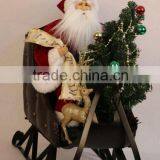 XM-A6035 18 Inch Santa Sitting on Sleigh With Reindeer for Chirstmas Decoration