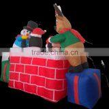DJ-XT-01 Inflatable Christmas Santa Claus Emerge Chimney Lighted Decoration thumbnail-3