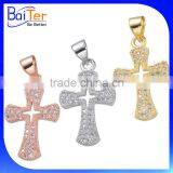 Fashion White Gold Plated Pave Cubic Zircon CZ 925 Sterling Silver Cross Pendant Necklace Pendant thumbnail-3