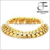 Retro Men's Copper Bracelet Link Chain Wrist Polished Biker Fashion Classic Gold thumbnail-1