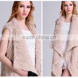 Long Style Knitted Real Rabbit Fur Vest for Elegant Women