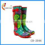 (CH-2046) Shoes Ladies UK Style 2015 New Fashion Rain Boots