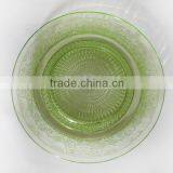 Green Glass Dinner Plates With Flower Design thumbnail-2