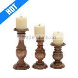 Hot Sale Personalized Blue Color Glazed Decorative Wood Candle Jar,S/3 10", 8", 6"H thumbnail-1