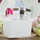 Plastic Ractangular Carved Cosmetic Storage Box With Handle