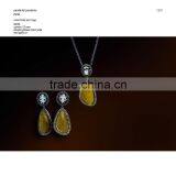 Hot Product Fashion Jewelry 925 Silver Handmade Stones Yellow Cameo Jewelry Set Made in Italy P49G Cameo 12mm & O49G Cameo 12mm thumbnail-1