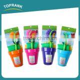 Toprank New Design Kitchen Super Cleaning Ability Flower Shaped Cleaning Brush Set Sponge Dish Scrubber Brush With Sucker thumbnail-3