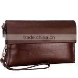 Mens Genuine Leather Big Clutch Bags Wristlet Handbag Organizer Wallet Business Checkbook High Capacity Soft Zipper Wallets