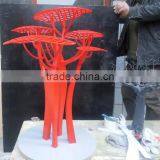 Stainless Steel Red Color Decorative Outdoor Metal Tree Abstract Art Sculptures thumbnail-5