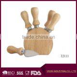 4 Pieces Set Cheese Knives With Wood Handle Steel Stainless Cheese Slicer Cheese Cutter thumbnail-2