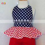 Red White and Blue Polka Dot and Chevrons Ruffled Pant Set Fashion Children Frocks Designs 2016 HSS7861 thumbnail-4