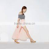 HAODUOYI Women Slit Side Chiffon Maxi Casual Skirt thumbnail-4