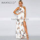 Maxnegio Floral Print Summer Women's Thailand Wholesale High Slit Dress thumbnail-1