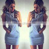 2016 Boho Sexy Women Sleeveless Hoodie Summer Beach Short Mini Dresss Causal Slim Dress WHolesale thumbnail-4