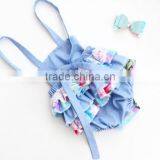 Blue Flowers Backless Summer Toddler Clothes Romper Sun-protection Bodysuit thumbnail-2