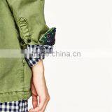 2017 OEM New Design Stylish Forest Green Spread Collar Jacket thumbnail-5