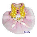 Easter Bling Bunny Rosette Yellow Polka Dots Pink Tutu Pets Dogs Party Dress XS-L thumbnail-1