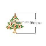 Pin Brooches Christmas Tree Gold Plated Green Enamel Red Rhinestone Wholesale Bulk Brooch thumbnail-2