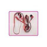 Flat Cable Earphones With Mic, 3.5mm Stereo Red Metal Earphones For Promotional Gift YDT79 thumbnail-1