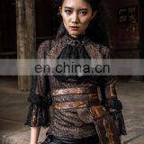 Steampunk Blouse With Jabot Laced See-through Bust Detail and Open Back thumbnail-5