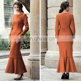 T-D627 China Elegant Women Winter Long Maxi Mermaid Cashmere Dress thumbnail-2