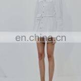 TWOTWINSTYLE Women Summer Dress Lapel Long Sleeve High Waist With Bag Lace Up Hollow Out Designer Mini thumbnail-1