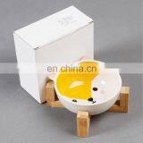 Wholesale Japan Style Printed White Custom Marble Ceramic Cat Pet Dog Bowl thumbnail-3