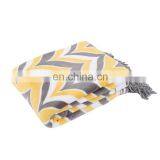 High Quality National Style Three Color Stripe Printing Custom Flannel Throw Blanket With Pearls Tassels thumbnail-2